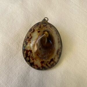 Full shell brown and cream shiny pendant. Beach bohemian. Bundle with something